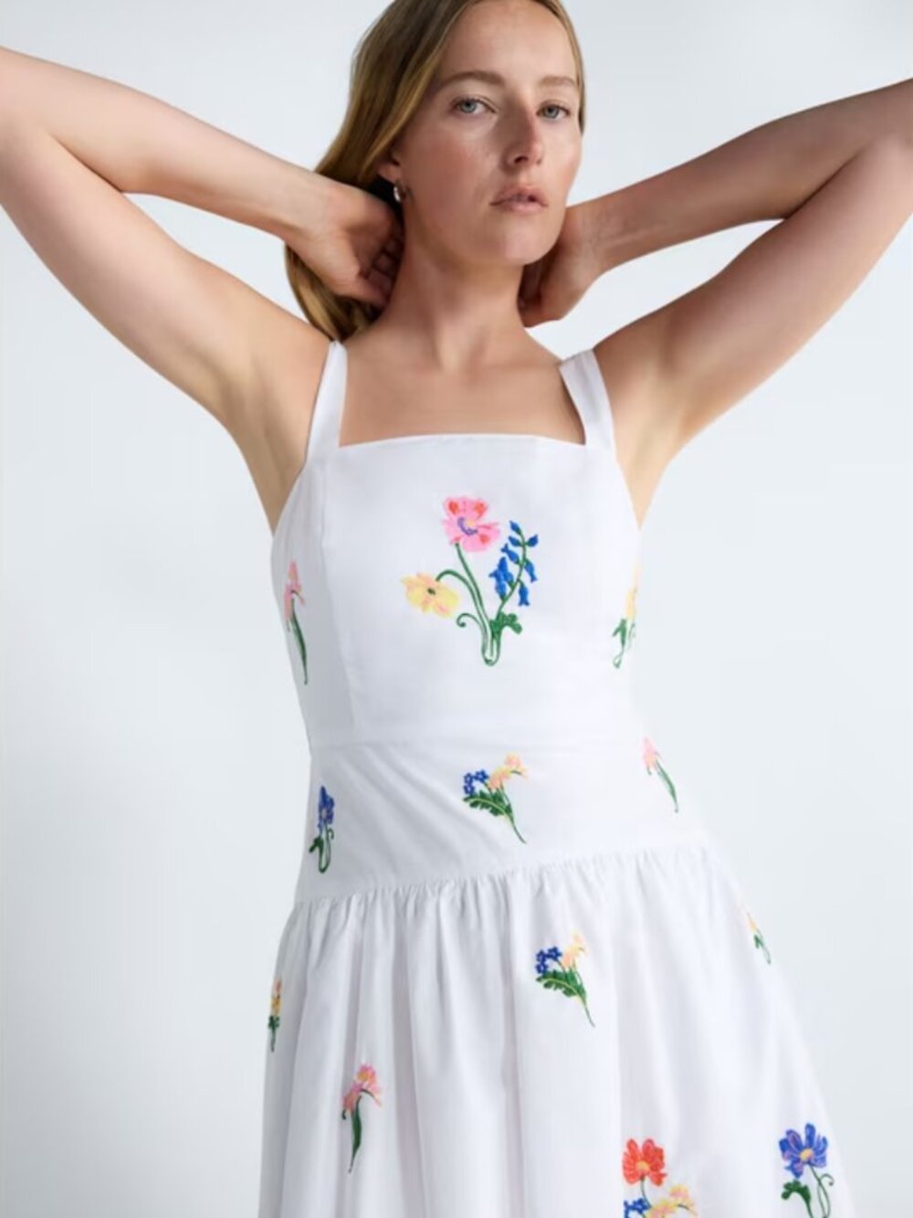 Free Assembly Women's Embroidered Cotton Sleeveless Maxi Dress